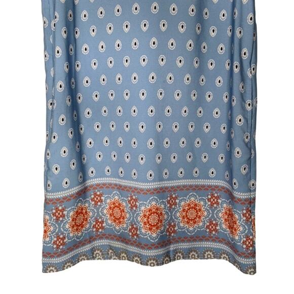 Lulus Blue Boho Shift Dress Short Sleeve Pockets Small Bohemian Beach Brunch - Picture 2 of 7